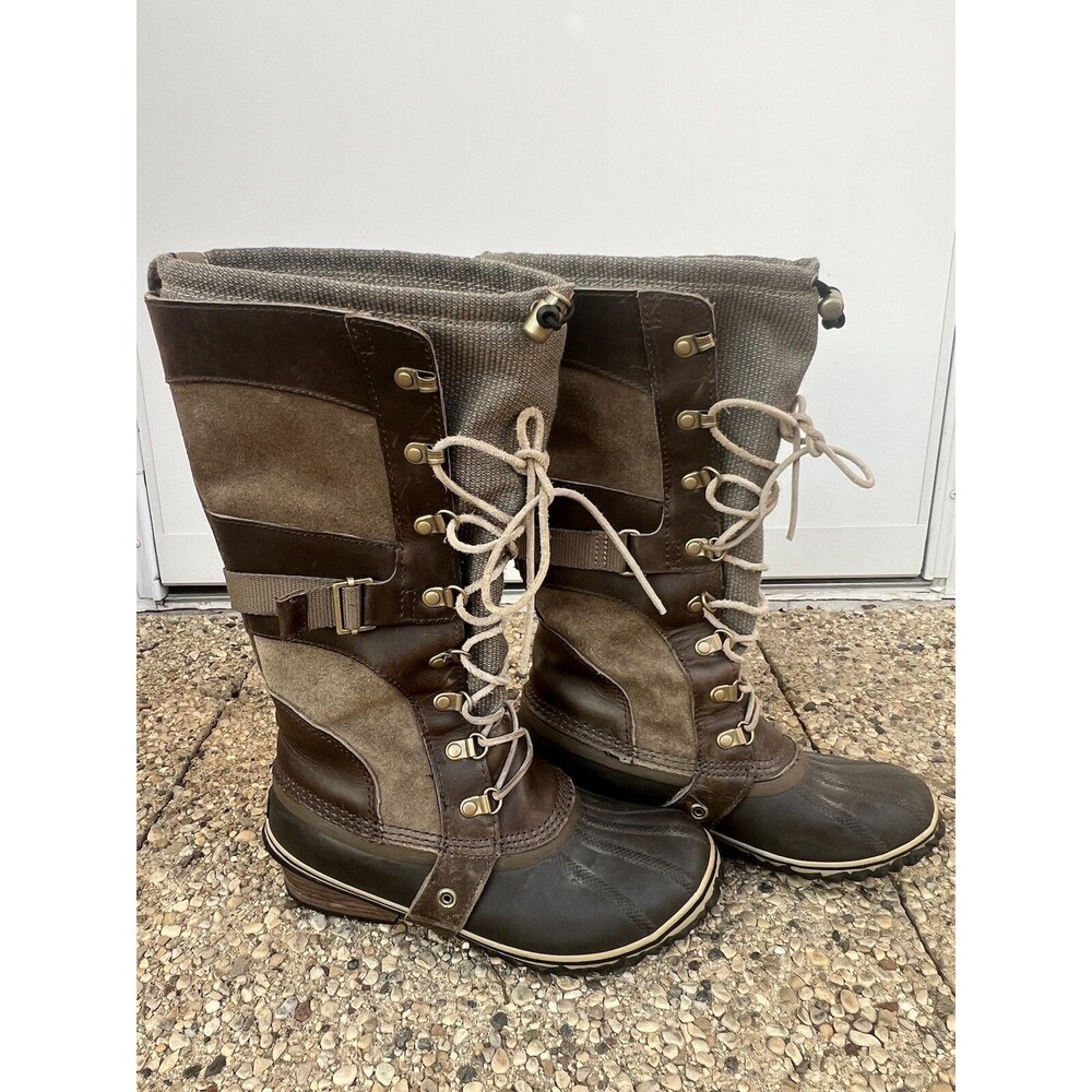SOREL Conquest Carly Womens Sz 7.5 Tall Winter Boots NL2033-208 Brown - Picture 2 of 9